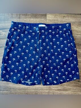 STELLA PARKER Women's Chino Shorts Size 10 Navy Blue - Palm Tree Tropical Beach